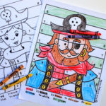 Boy & Girl Pirate Color-by-Number Pages