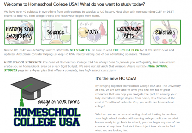 Don't wait until you graduate to earn college credit. Check out Homeschool College USA today! :: www.thriftyhomeschoolers.com