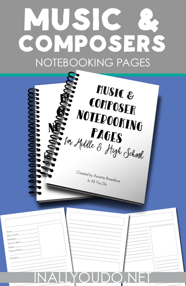 Bring Music in to your homeschool quickly and easily with these Music & Composer Notebooking Pages. :: www.thriftyhomeschoolers.com