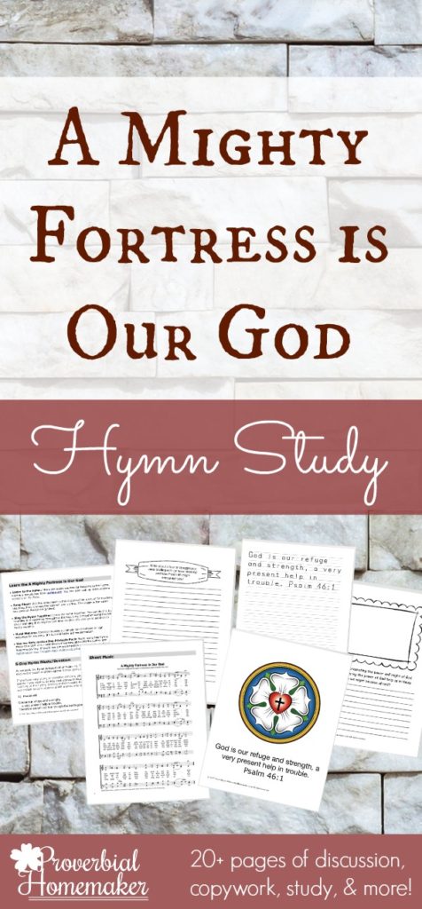 If you're studying the Reformation, be sure to grab this FREE Hymn Study of Martin Luther's famous "A Mighty Fortress Is Our God". :: www.thriftyhomeschoolers.com