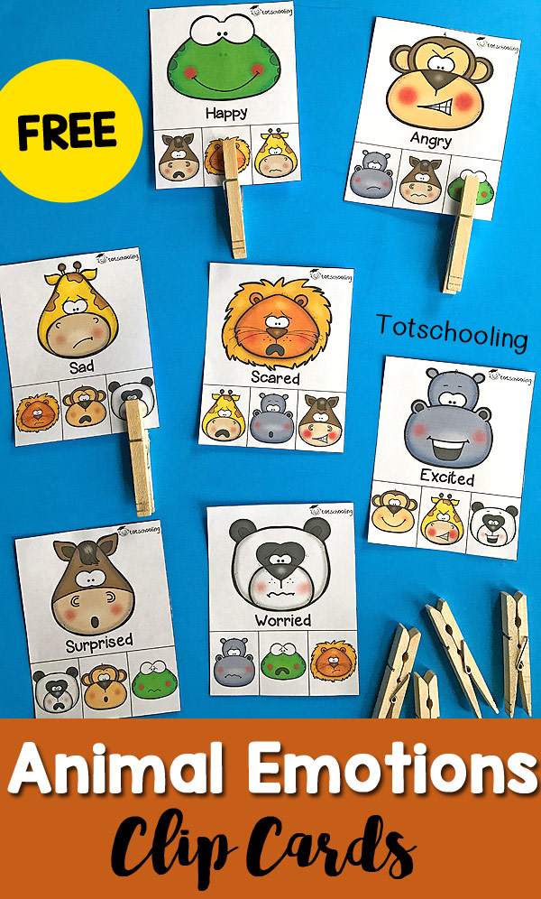 Help kids identify different emotions in a fun way with these free Animals Emotions Clip Cards. :: www.thriftyhomeschoolers.com